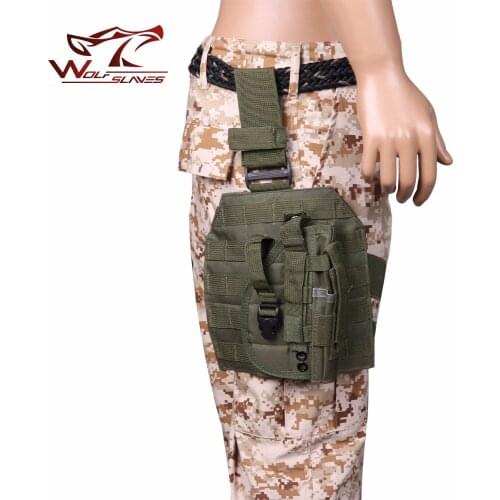 Molle Bag Adjustable Tactical Holster Puttee Thigh Leg PB 075 Belt Pistol Gun Holster Pouch with Magazine Pocket Hunting Gear