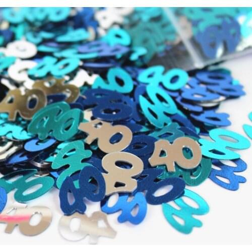 Men adults Age 40th happy birthday party decoration kits blue 40 CONFETTI PARTY DECORATIONS