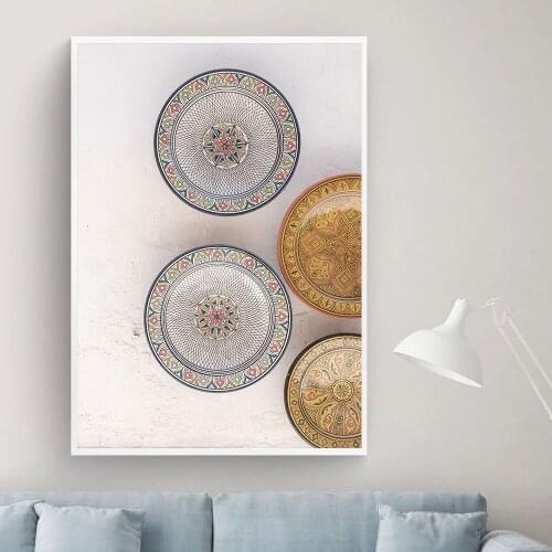 Archway Morocan Plates Poster Wall Art Canvas Posters Quote Wheat Art Painting Wall Picture Mosque Door Minimalist Home Decor