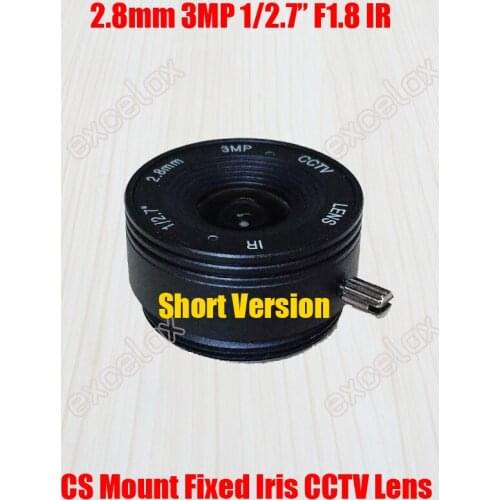 3MP 1/2.7" 2.8mm F1.8 CS Mount Interface CCTV Lens for 960P 1080P 3 Megapixel Analog IP Box Body Camera by Excelax