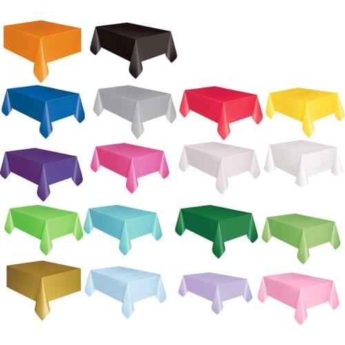 Disposable Party Tablecloth Pe Plastic Cloth Birthday Dessert Table Solid Color Tablecloth 137*274Cm