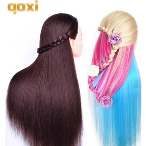 Qoxi Professional training heads with long thick hairs practice Hairdressing mannequin dolls hair Styling maniqui tete for sale
