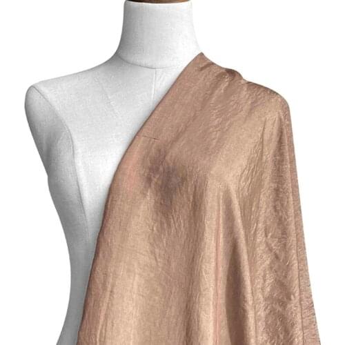 NEW29 High-class Solid Light Coffee Color Summer Ultra-thin Silk and Linen Fabric for Women’s Pajamas Shirt