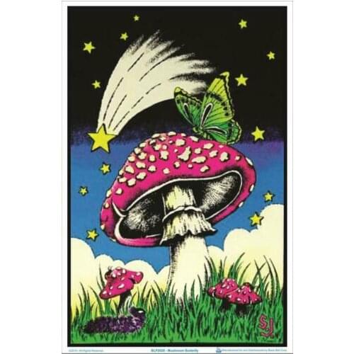 BUTTERFLY AND MUSHROOM Art Film Print Silk Poster Home Wall Decor 24x36inch