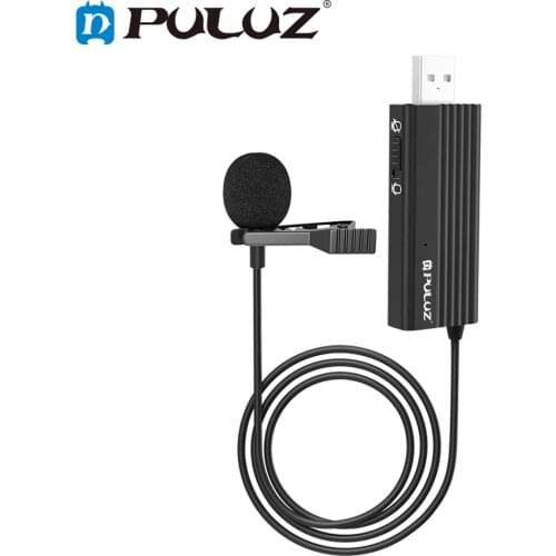 PULUZ USB Clip-on Wired Lapel Mic Recording Microphone Lavalier Silent Condenser Microphone