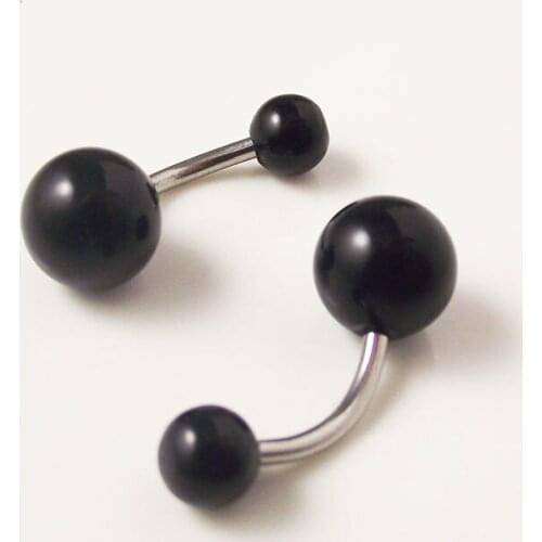 SaYao 5 Pieces 14G Black Ball Acrylic belly ring, press fit body piercing jewelry,Navel Rings Belly Button Ring