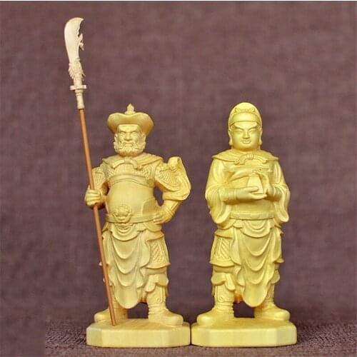 11cm Zhou Cang Guan Ping statue wooden figure figure, hand-carved crafts