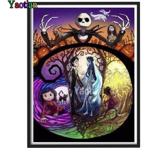 Rhinestone Painting Wall Decor Diy Diamond Painting "Halloween Skull Bride" 3D Cross Stitch Pattern Diamond Embroidery Cartoon