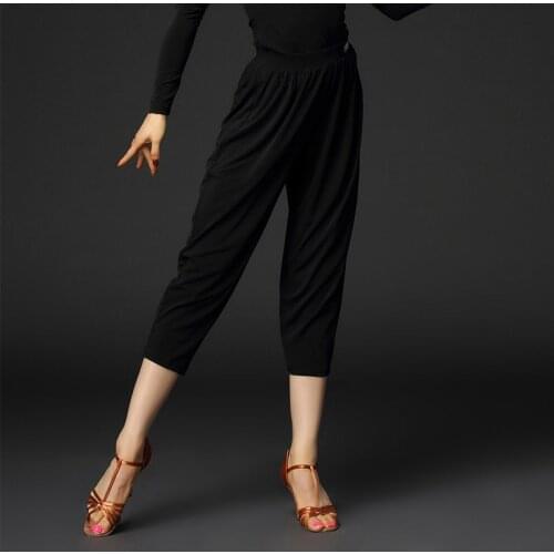 Women Latin Dance Pants New Black Trousers Practice Performance Dance Clothing Latin Cha Cha Rumba Samba Stage Outfits DQS3711