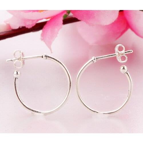 Original 925 Sterling Silver Earring Round Circle Stud Earring For Women Gift Fine Pandora Jewelry