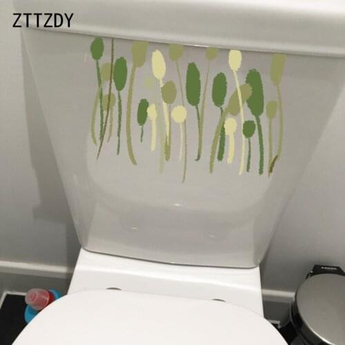 ZTTZDY 21*14.5CM Hand Painted Fresh Green Plants Toilet Seat Stickers Rooms Wall Decal Home Decor T2-0080