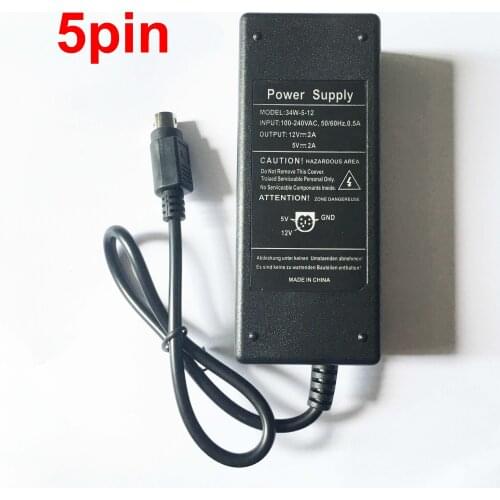 1PCS 5pin 100V - 240V AC to DC 12V / 5V 2A for HDD Enclosure Case Power Supply Adapter 5 pin 2000mA 5PIN