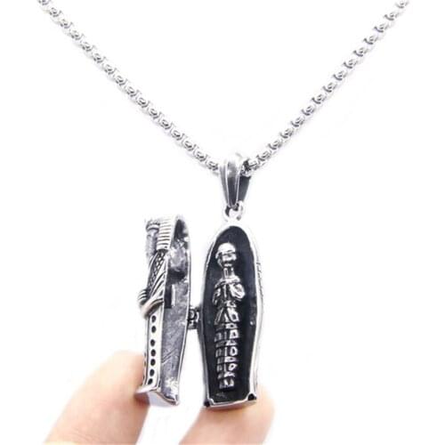 1pc Newest Cool Design Pharaoh Coffin Pendant 316L Stainless Steel Jewelry Skull Coffin Pendant