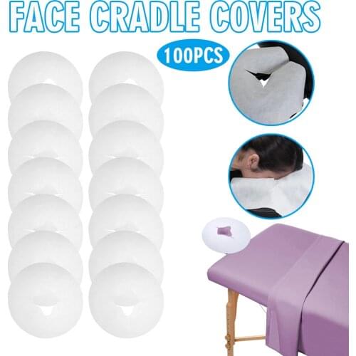100Pcs Massage Table Face Cradle Covers Lying Pillow Towel Headrest Cover Pads Disposable Massage Pillow Covers