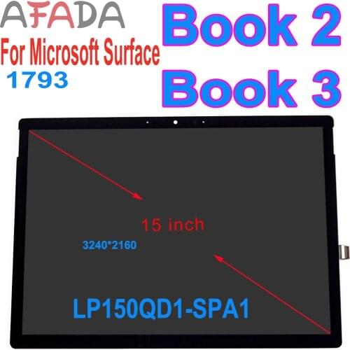 15" LCD For Microsoft Surface Book 2 3 Book2 Book3 LCD Display Touch Screen Digitizer Assembly LP150QD1-SPA1 1793 Replacement