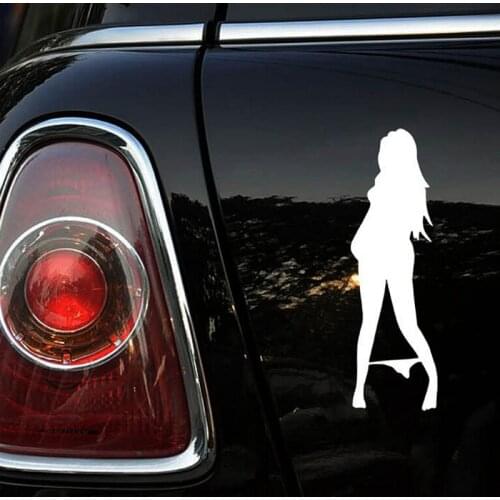 2016 Sexy Girls Car Sticker Car Styling Decal Wearing Bikini Super Cool Car Exterior Accessories 1Pcs White and Black