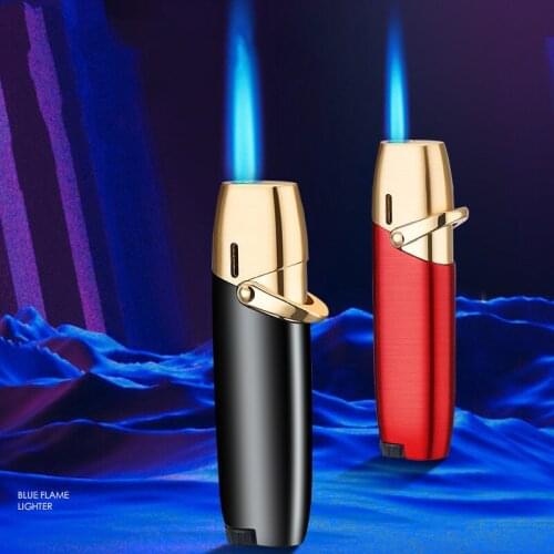 2021 New- Mini Metal Gas Lighter Windproof Turbo Blue Torch Butane Gas Portable Lighters Cigar Cigarette Gadgets For Men Ms