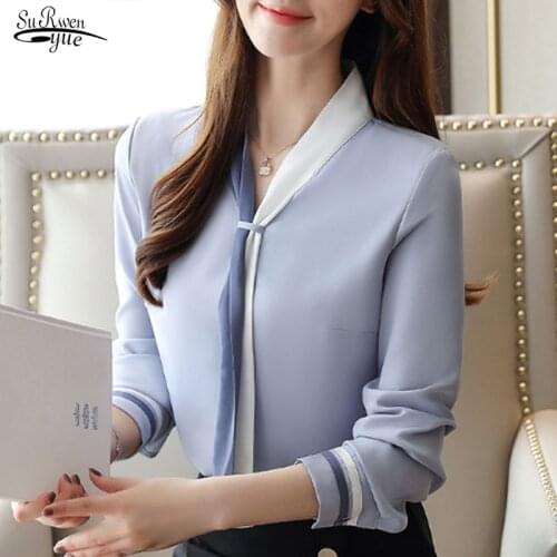 2021 Elegant Autumn Clothing Solid Loose Women Tops and Blouse Vintage Long Sleeve Chiffon Tops Blusas Mujer De Moda 7188 50