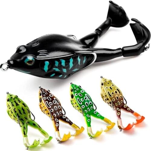 5PCS Topwater Frog Lure,Bass/Trout Fishing Lures Kit Set,Realistic Prop Frog Soft Swimbait,for Freshwater Saltwater