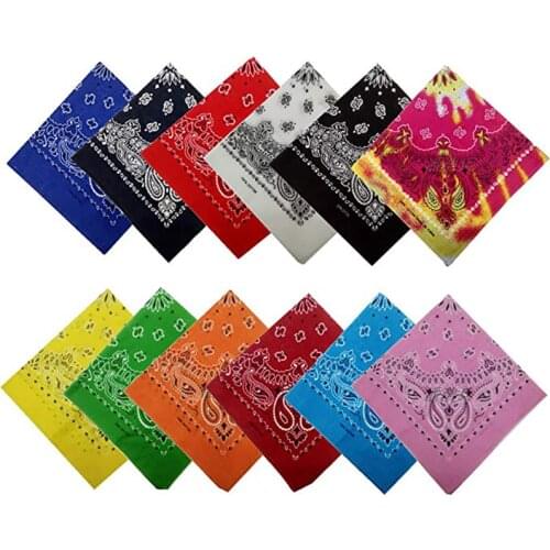 12pcs Outdoor Bandana Square Scarf Hip Hop Paisley 100% Cotton Headwear/Hair Scarf Neck Wrist Wrap Bandannas Headtie Women/Mens