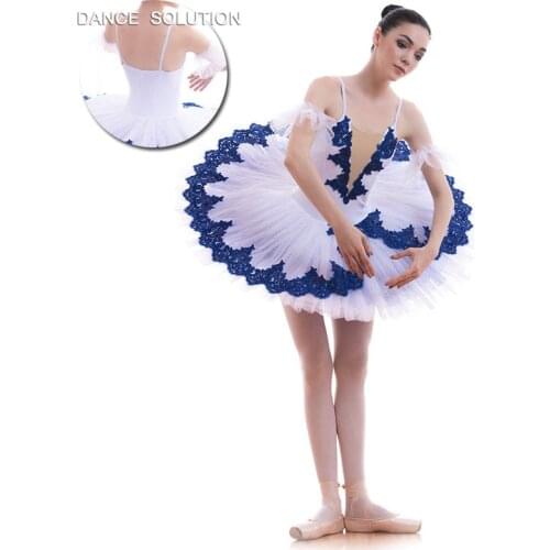 White Spandex Leotard with Purple/Blue Trim Pancake Tutu Child & Adult Professional Tutu Ballerina Dance Dress 3 Colors BLL010