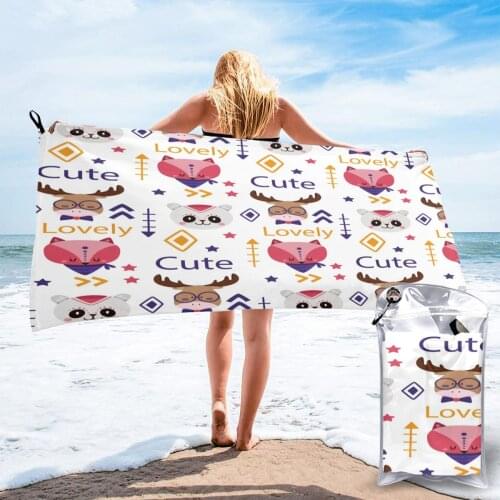 Quick Dry Beach Towel Lovely Animals Microfiber Bath Towel Beach Cushion Swimming Personalized Sand Free Beach Towel