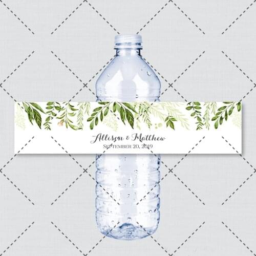 Printed Wedding Water Bottle Labels - Rustic Pink Flower Custom Water Bottle Labels - Personalized Water Bottle Label