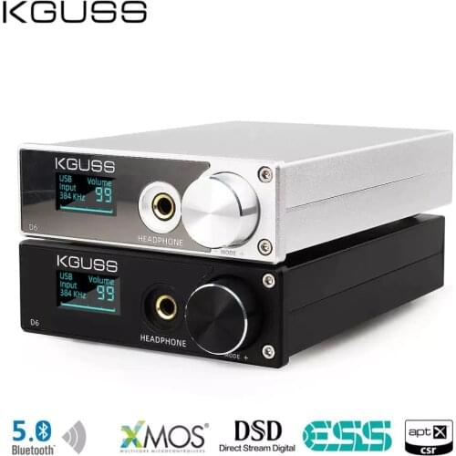 KGUSS D6 USB DAC XMOS ES9018K2M audio decoder DSD Bluetooth CSR8675 5.0 APT-X headphone amplifier