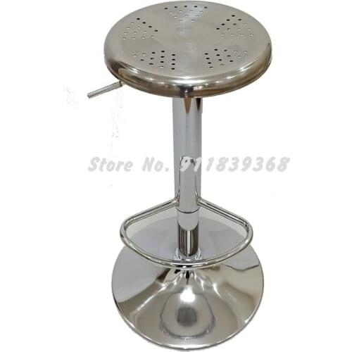 Stainless Steel Round Stool Bar Chair Hairdressing Lift Rotary Stool Laboratory Assembly Line Workshop Staff Chair
