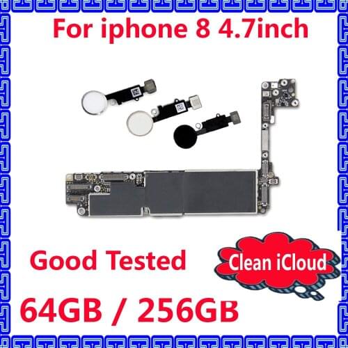 For iphone 8 Original IOS system logic board with / without touch ID,64GB / 256GB Clean iCloud motherboard unlocked mainboard