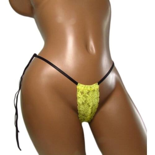 Soft One Piece Lace Thong G-String Lady Sexy Underwear Womens Panties Plus Size Briefs Adjustable T-Back Thongs Hollow Out