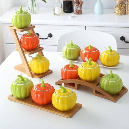 Pumpkin Little Apple Spice Seasoning Pot Set Ceramic Creative Seasoning Bottle Salt Seasoning Bottle Three Piece Single Pack