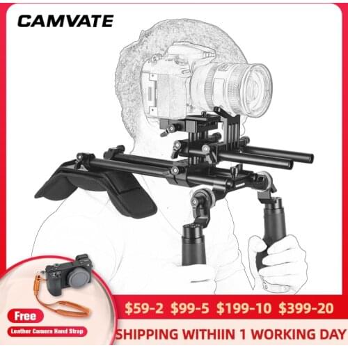 CAMVATE Pro Shoulder Mount Rig With Manfrotto Quick Release Baseplate &Rosette Handle &Lens Support For DSLR Camera/DV Camcorder
