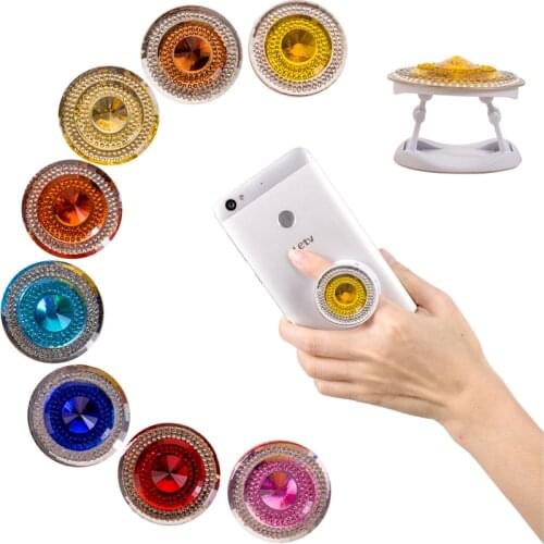 30pcs New Round diamond quicksand mobile phone folding stand lazy desktop mobile phone stand finger holder