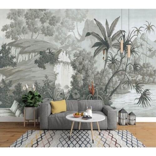Custom wallpaper 3d European style retro nostalgic hand-painted rainforest banana palm mural papel de pared background wallpaper