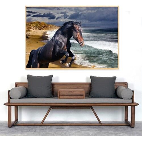 Horse Posters and Prints Animal Canvas Painting Beach Sea Wall Art landscapes Pictures Modern Home Living Room Decor Cuadros
