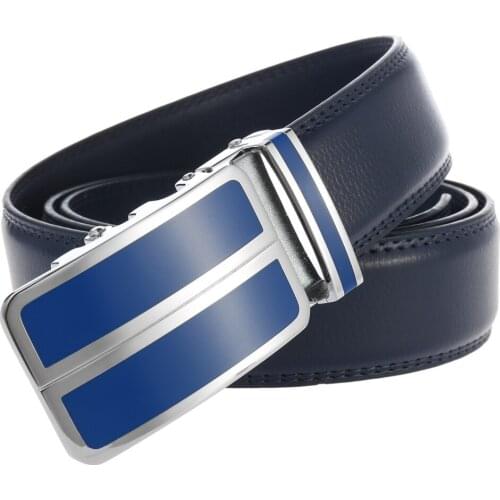 Automatic Buckle Designer Belt for Men High Quality Mens Leather Belts Male Luxury Brand Western Fashion Black White Blue Red
