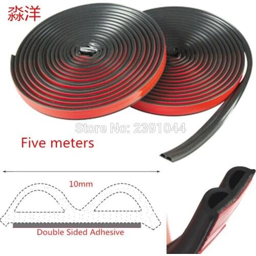 Top racing 5 Meters Rubber Seal Adhesive strip car soundproof door wind and dust strip sealing strip fit for VW SUV