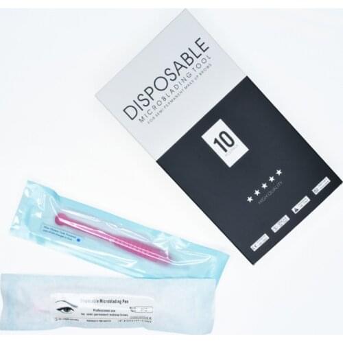 50pcs Disposable Tebori Microblading Pen 18U for Permanent Makeup Eyebrow Microblade Pen 9 Lamina Tattoo Manual Pen 12