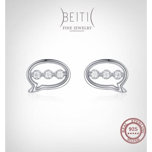 Beitil Simple Cubic Zirconia Irregular Shape 925 Sterling Silver Stud Earrings For Women Girl Dazzling Hypoallergenic Jewelry