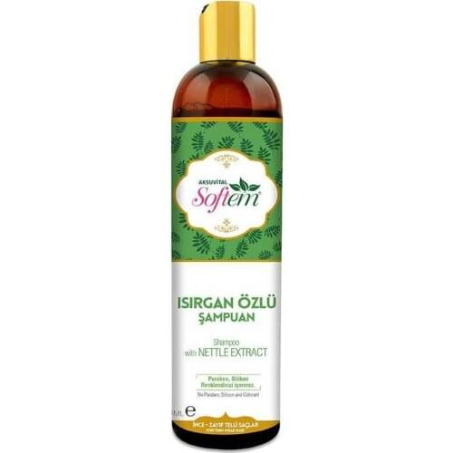Aksu Vital Softem Nettle Extract Shampoo 400 ml Antioxidant Healthy All Types Organic Food Value Hair Skin Natural Useful Scurfy