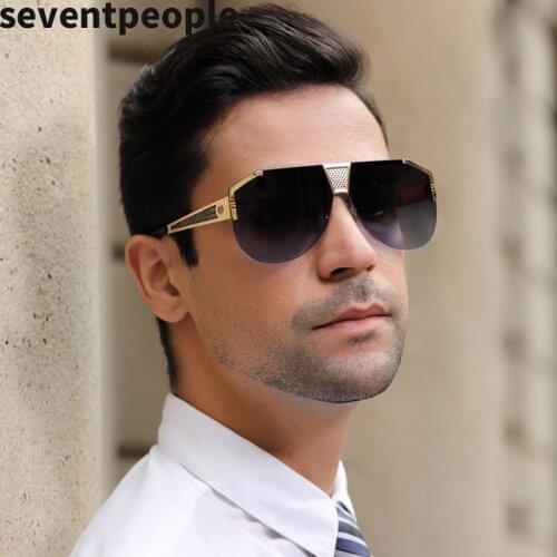 Fashion Oversized Rimless Square Sunglasses Men Luxury Brand Retro Frameless Oval Sun Glasses Women Vintage One Piece Eyeglasses