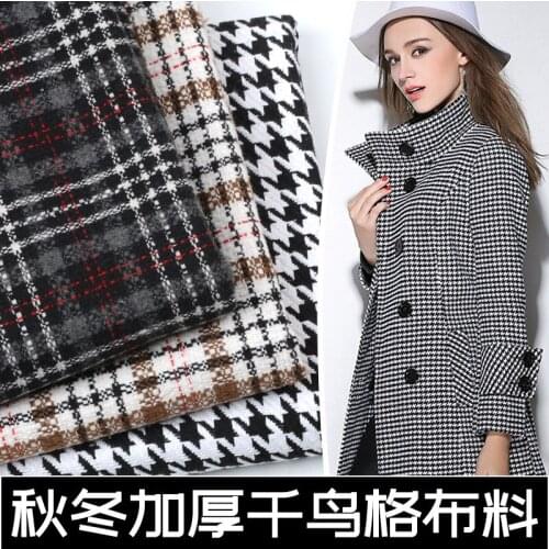 150cmx50cm Thousand Birds Plaid Fabric Autumn and Winter Thickened Suit Pants Woolen Cloth Coat Vest Wool Clothing Sewing Fabric