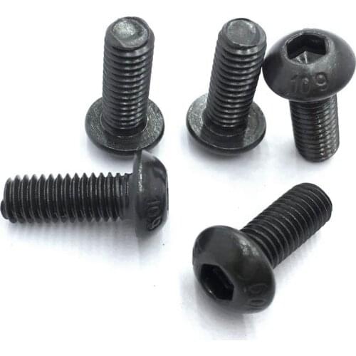BMBY M5x8mm Button Head Hex Socket Cap Screw Bolt Black 50 pcs