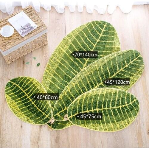 Leaves Shape Home Living Room Coffee Table Foot Pad Bathroom Door Bedside Carpet Absorbent Non-slip Floor Mat