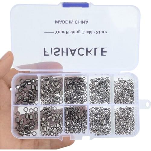 Rolling Fishing Swivel 300pcs/set Brass Ball Bearing Fishing Swivel Fishing Lure Connector with Plastic Box