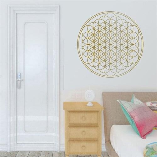 Yoga Boho Sacred Flower of Life Geometric Wall Decal Circle Mandala Living Room Decal Removable Home Decor Mural Vinyl ph247