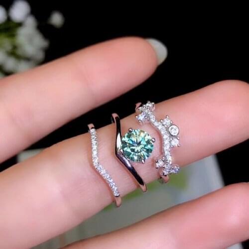 KJEAXCMY boutique jewelry 925 sterling silver inlaid natural Mozanne diamond ring support detection With certificate