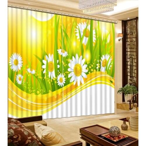 3d Curtains Childrens cartoon daisy sunshine 3d Curtains Blackout for Living Room Kids Bedroom Fabric modern living room