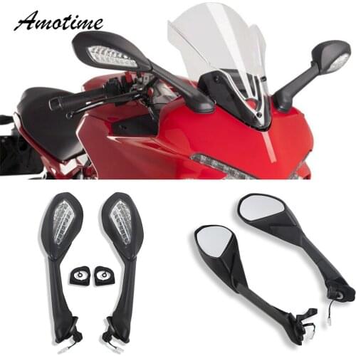 Motorcycle Rearview Side Mirrors Mirror LED Turn Signal Light For Ducati 939 939 Supersport 2017 2018 2019 2020